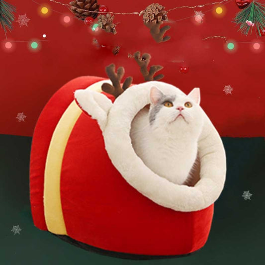 Nid de chat de Noël en coton chaud
