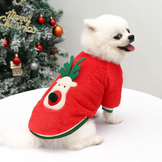 Pull de Noël en velours imprimé chien