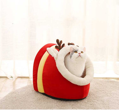 Nid de chat de Noël en coton chaud