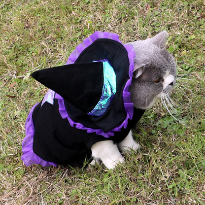 Vêtements d'Halloween pour chat sorcier de Noël
