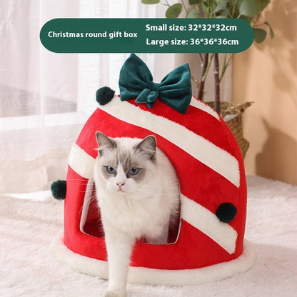 Lit double pour animaux de compagnie de Noël