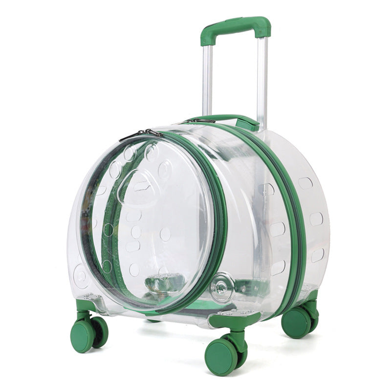 Sac à roulettes pour chat entièrement transparent
