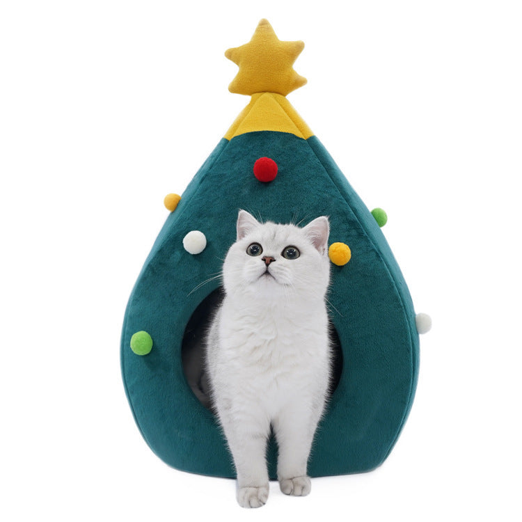 Lit pour chat en forme d'arbre de Noël