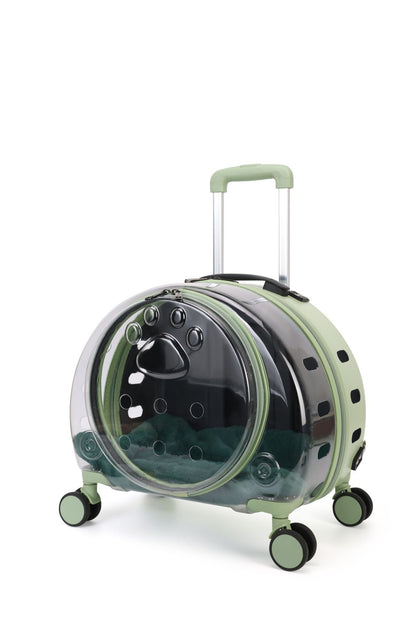 Sac à roulettes pour chat entièrement transparent