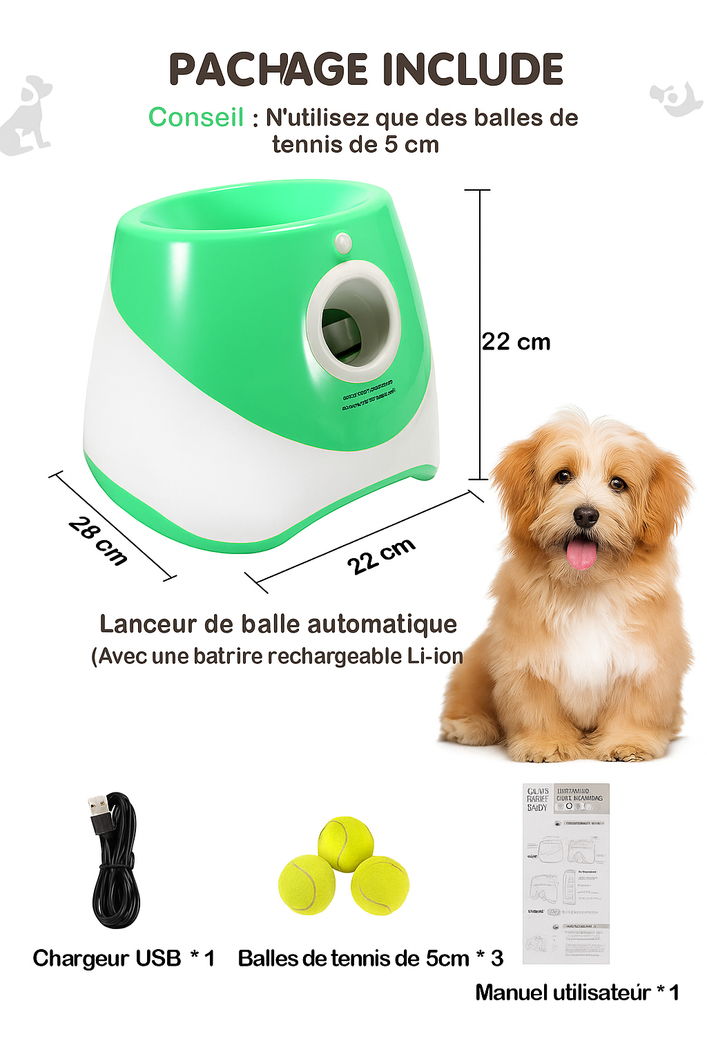 Lanceur automatique de balles pour animaux de compagnie