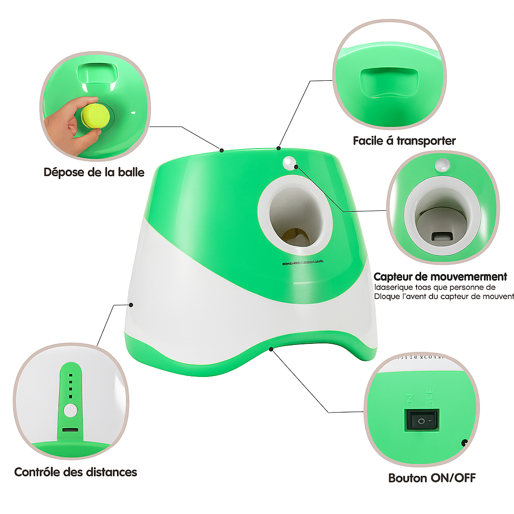 Lanceur automatique de balles pour animaux de compagnie