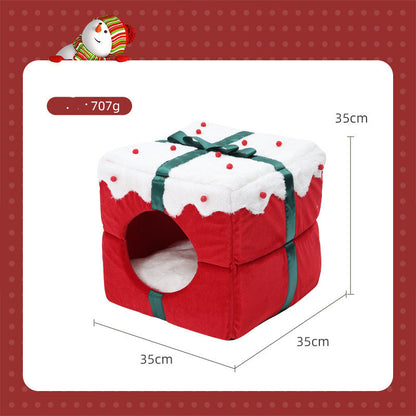 Lit double pour animaux de compagnie de Noël